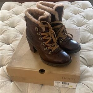 Born Chocolate Brown Heeled Boots with Plush Lining